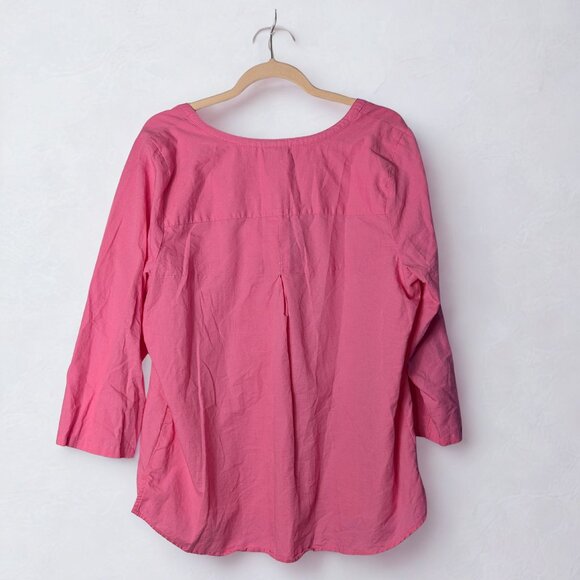 St. John's Bay Linen Pink V Neck 3/4 Sleeve Tunic L - Picture 4 of 8